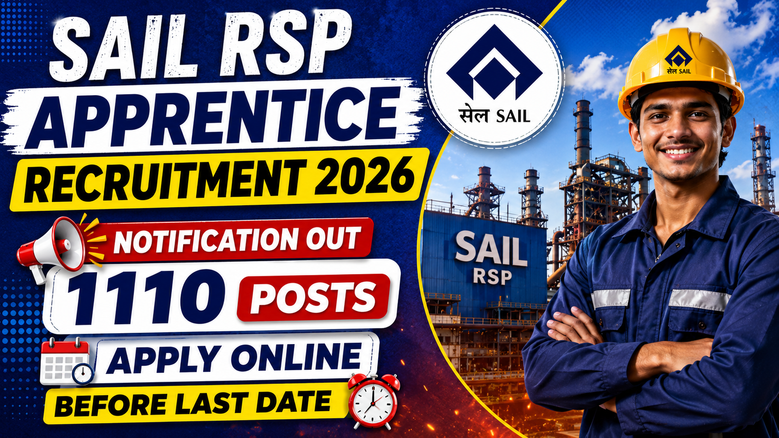 SAIL RSP Apprentice Recruitment 2026: Notification Out for 1110 Posts, Apply Online Before Last Date